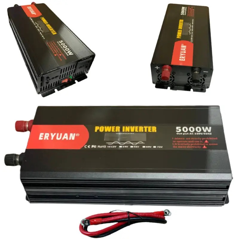 Перетворювач напруги 5000W з 12V в 220V чистий синус інвертор із захистом від замикання звуковий сигнал LCD Black