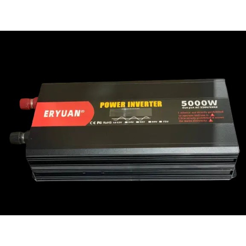 Перетворювач напруги 5000W з 12V в 220V чистий синус інвертор із захистом від замикання звуковий сигнал LCD Black