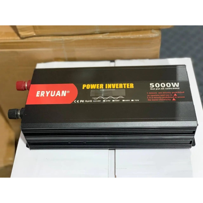 Перетворювач напруги 5000W з 12V в 220V чистий синус інвертор із захистом від замикання звуковий сигнал LCD Black
