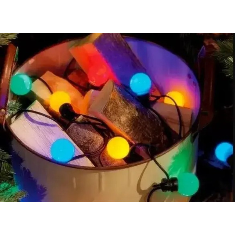 Гірлянда вулична вологостійка RGB 5 метрів 10 різнокольорових кульок з світлодіодними лампочками SF-9 Multicolor