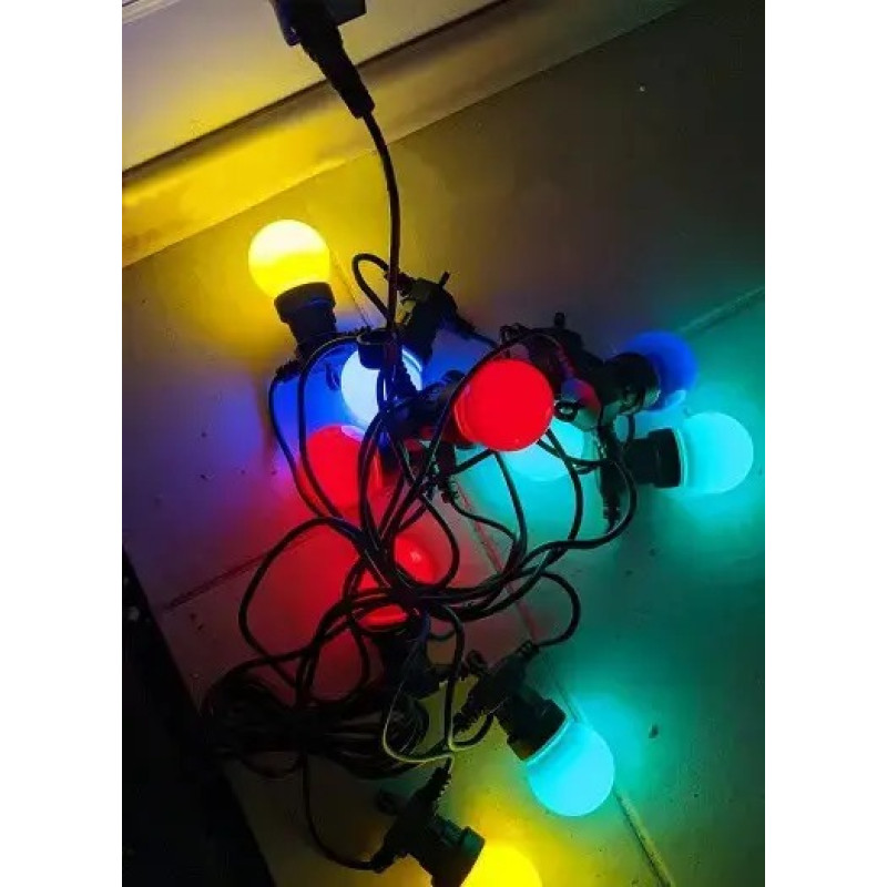 Гірлянда вулична вологостійка RGB 5 метрів 10 різнокольорових кульок з світлодіодними лампочками SF-9 Multicolor