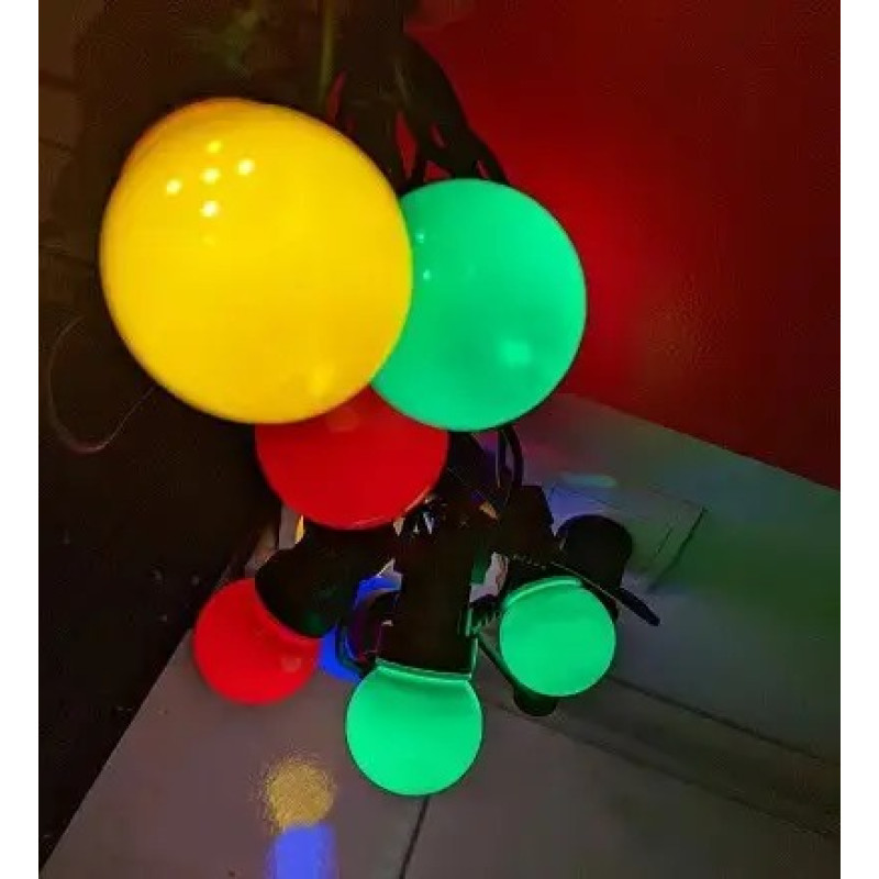 Гірлянда вулична вологостійка RGB 5 метрів 10 різнокольорових кульок з світлодіодними лампочками SF-9 Multicolor