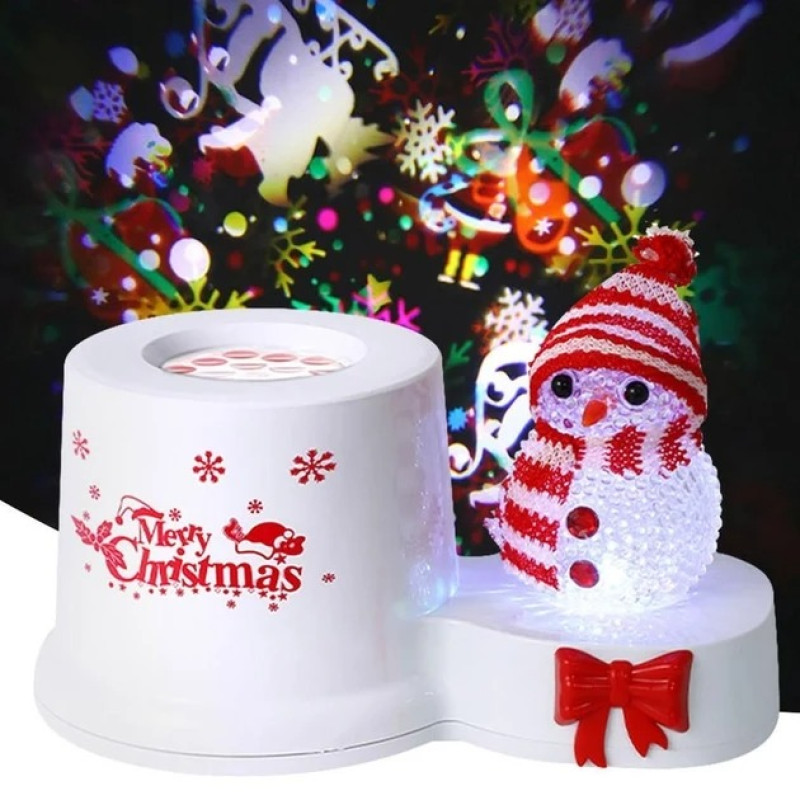 Нічник-проектор на підставці 3Вт світлодіодний USB 185x115x95 мм Сніговик White/Red