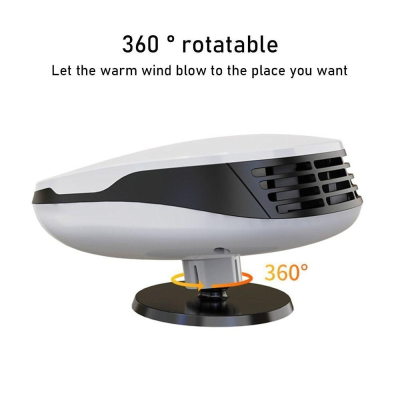 Електричний автомобільний обігрівач лобового скла 2в1 вентилятор 120w 12В White