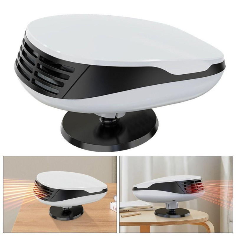 Електричний автомобільний обігрівач лобового скла 2в1 вентилятор 120w 12В White