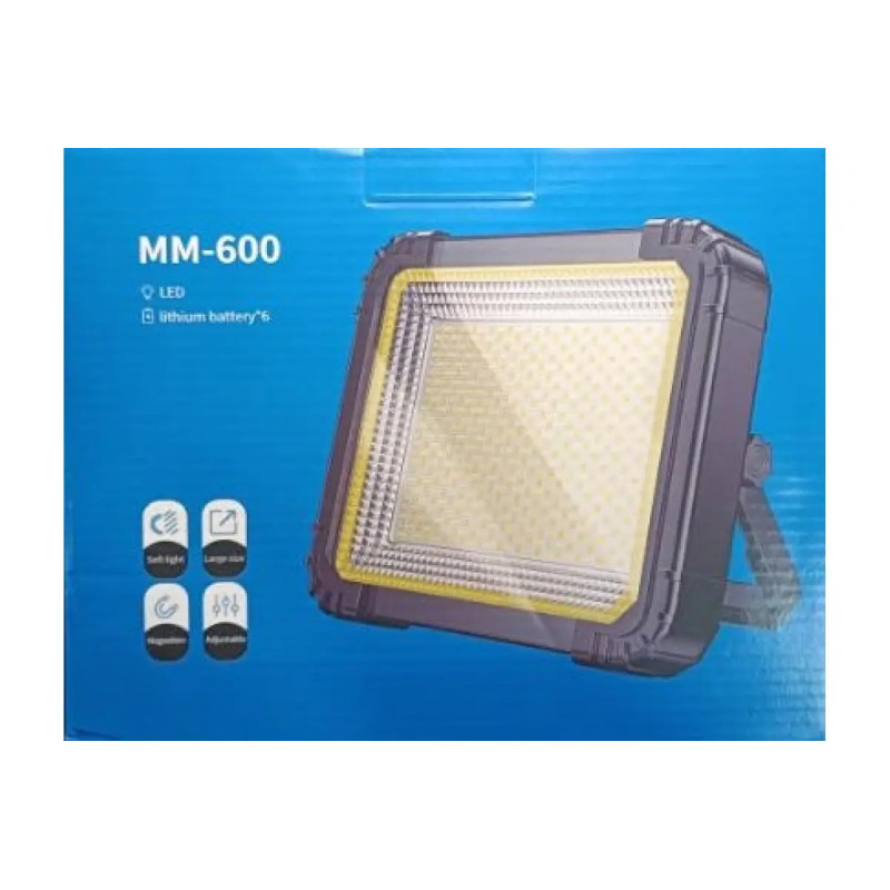 Портативна LED лампа 110 Вт прямокутна з акумулятором для фотостудії 3000K-6000K водостійка MM600 Black