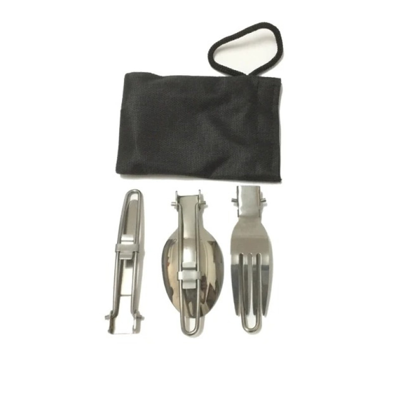 Набір туристичного посуду зі столовими приладами легкий та компактний HALIN DS-308A Black