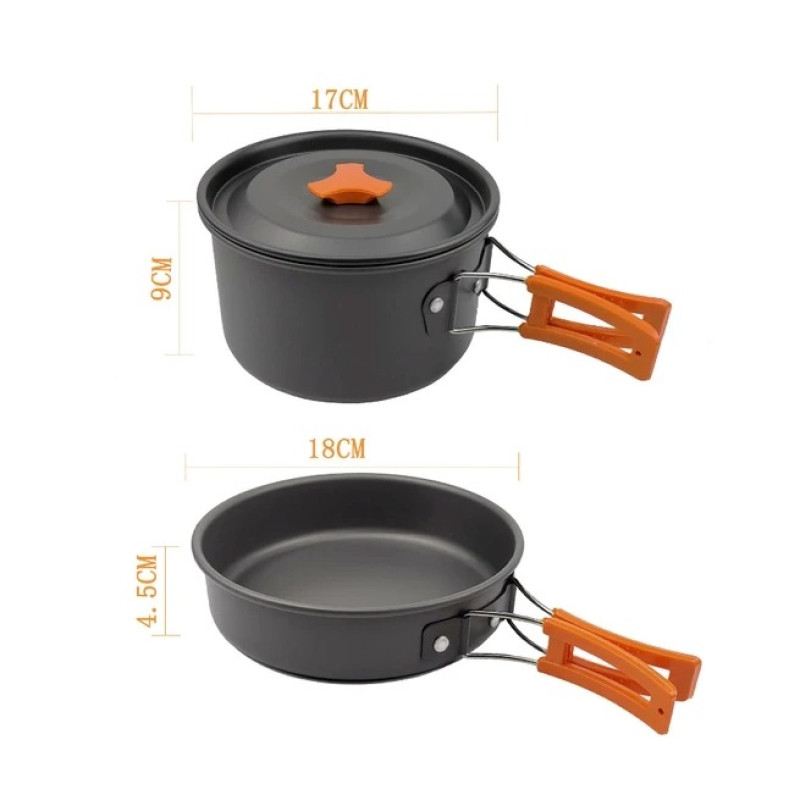 Набір туристичного посуду зі столовими приладами легкий та компактний HALIN DS-308A Black