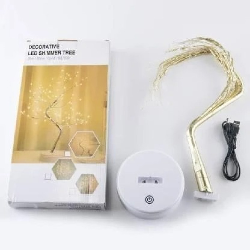 Світлодіодний нічник Дерево Бонсай з теплий світлом на підставці сенсорне керування USB + 3АА Silver Світлодіодний нічник Дерево Бонсай з теплий світлом на підставці сенсорне керування USB + 3АА Silver