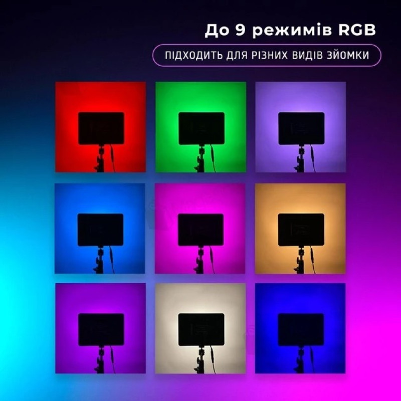 LED лампа студійна для фото та відео із пультом 220х155 мм RGB регулювання яскравості Fill Light F99 White