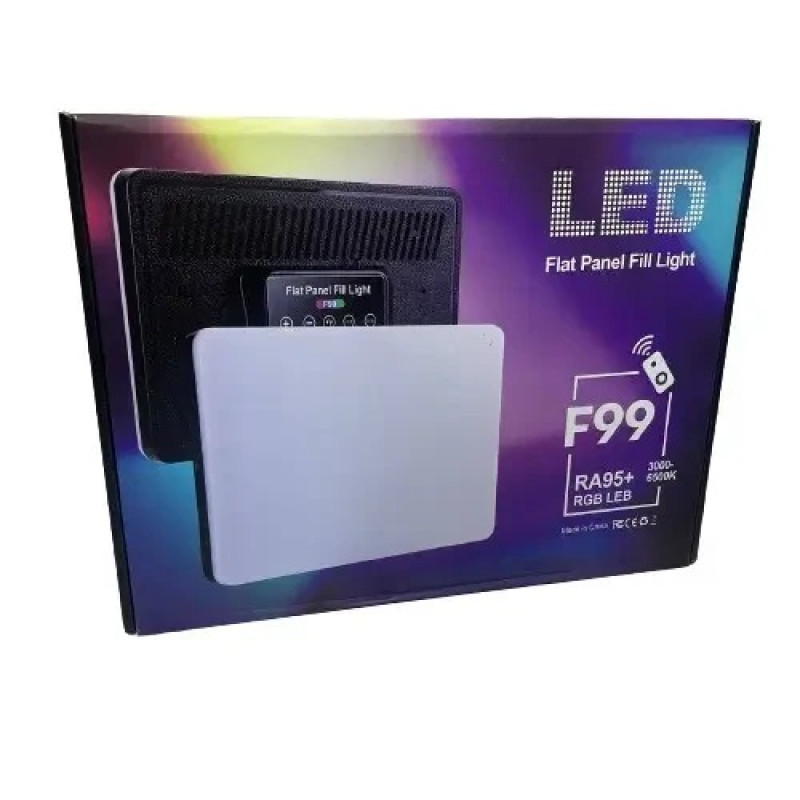 LED лампа студійна для фото та відео із пультом 220х155 мм RGB регулювання яскравості Fill Light F99 White