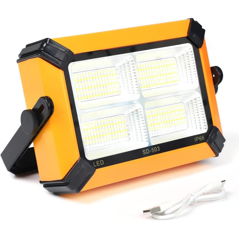 LED-ліхтар прожектор акумуляторний світлодіодний 30W із сонячною батареєю та функцією Power Bank UKC 881 Yellow