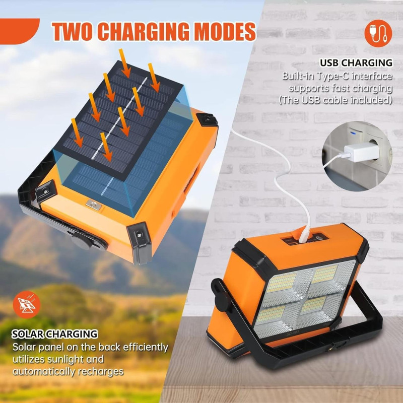 LED-ліхтар прожектор акумуляторний світлодіодний 30W із сонячною батареєю та функцією Power Bank UKC 881 Yellow