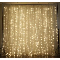 Світлодіодна гірлянда завіса Штора святкова 3х2м на вікно USB 200 LED теплий White