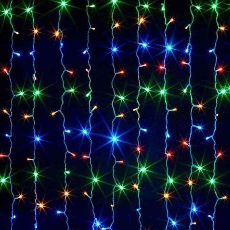 Світлодіодна гірлянда завіса Штора святкова 2х2м на вікно USB 160 LED Multicolor Світлодіодна гірлянда завіса Штора святкова 2х2м на вікно USB 160 LED Multicolor