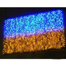 Патріотична гірлянда штора Прапор України 2х2м 160 LED DL класична Yellow/Blue