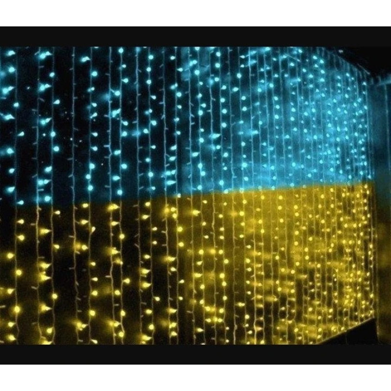 Патріотична гірлянда штора Прапор України 3х2м 160 LED класична IP44 Yellow/Blue