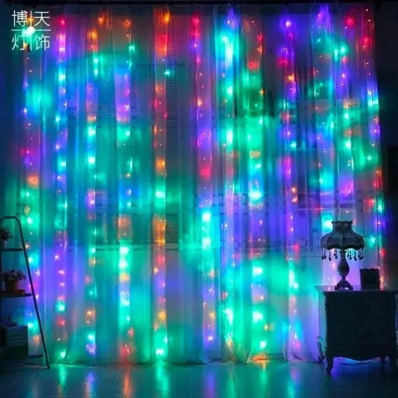 Світлодіодна гірлянда штора з пультом мультик 3х2 м. кімнатна USB 200 LED Multicolor