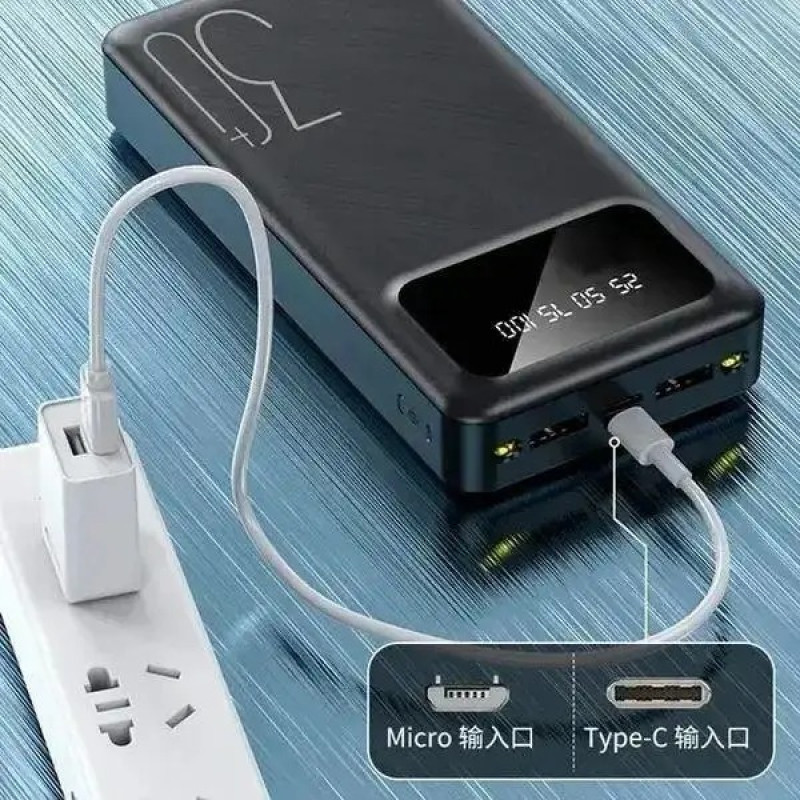 Портативний зарядний пристрій 30000мАч power bank з дисплеєм та ліхтариком Z-45 Black (Z-12)