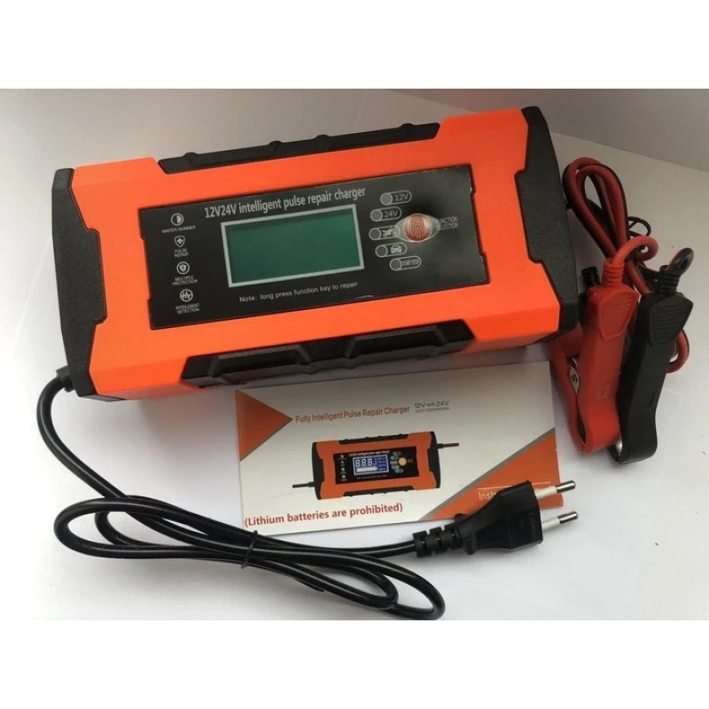 Зарядний пристрій для гелієвих (GEL) та кислотних (SLA) акумуляторів РК-дисплей 12V/10A–24V/5A 180W AGM Red/Black