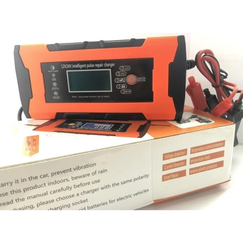 Зарядний пристрій для гелієвих (GEL) та кислотних (SLA) акумуляторів РК-дисплей 12V/10A–24V/5A 180W AGM Red/Black