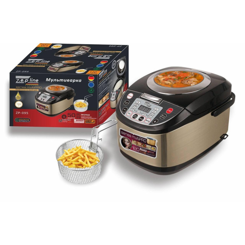 Мультиварка-пароварка з фритюрницею 20 програм відстрочка старту таймер 6л 1800 Вт Zepline ZP-095 (Black)