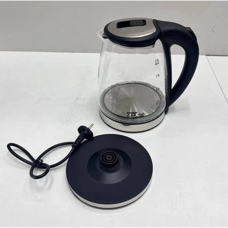Скляний електрочайник з підсвічуванням 2л автоматичне вимкнення 2200 Вт Zepline ZP-986 Black Скляний електрочайник з підсвічуванням 2л автоматичне вимкнення 2200 Вт Zepline ZP-986 Black