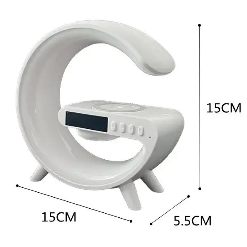 Настільна смарт лампа з бездротовою зарядкою Bluetooth колонкою будильником 10W RGB G-Smart Light G63 White