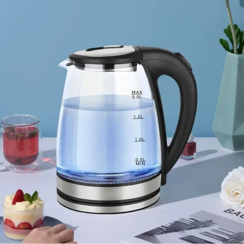 Скляний електрочайник з підсвічуванням 2л автоматичне вимкнення 2200 Вт Zepline ZP-986 Black Скляний електрочайник з підсвічуванням 2л автоматичне вимкнення 2200 Вт Zepline ZP-986 Black