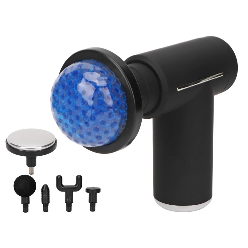 Ручний масажер Gun Deep пістолет вібраційний з акумуляторним підігрівом з 6 насадками і 6 режимами роботи Black