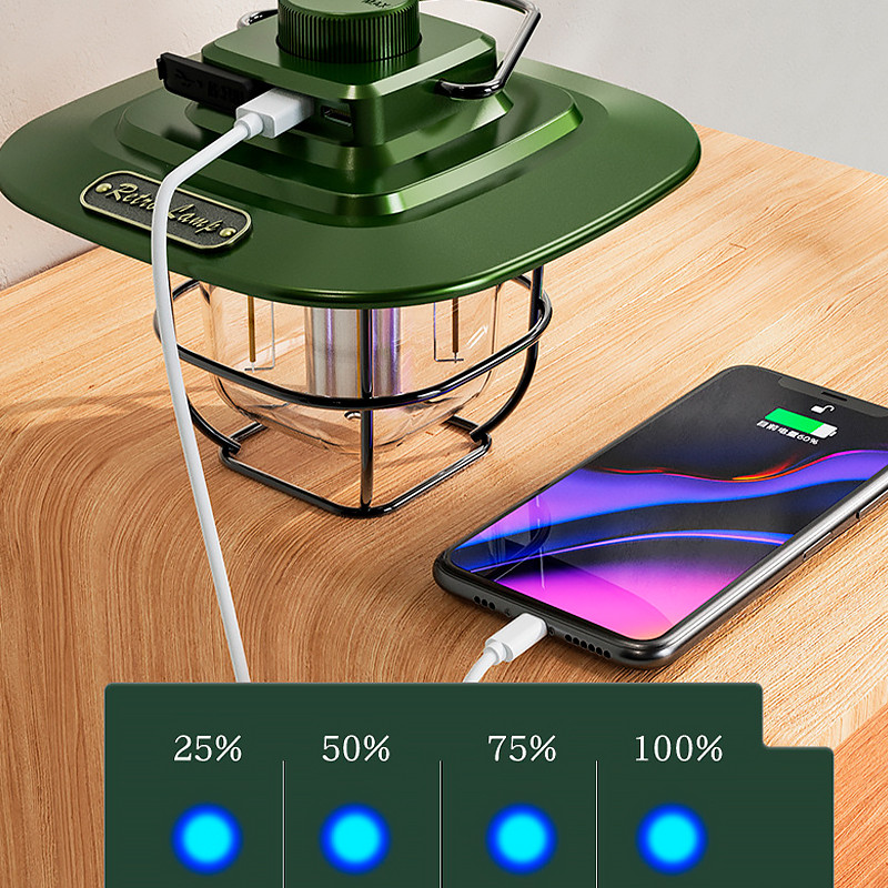 Кемпинговый Led фонарь с PowerBank 4500mAh 2 режима света X-Balog LY02 Retro Lamp Green