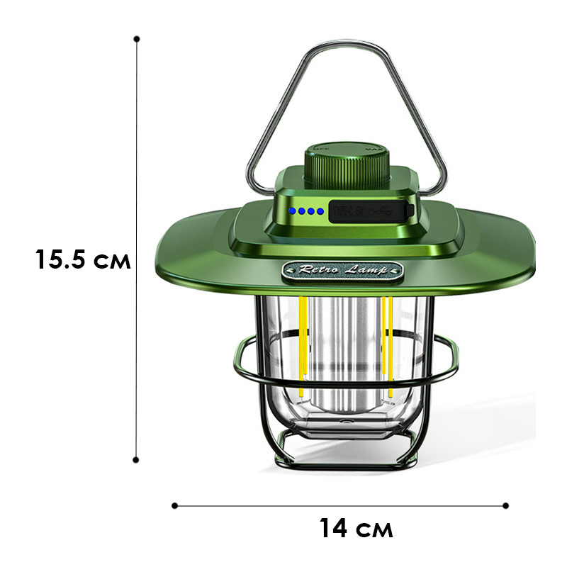Кемпинговый Led фонарь с PowerBank 4500mAh 2 режима света X-Balog LY02 Retro Lamp Green