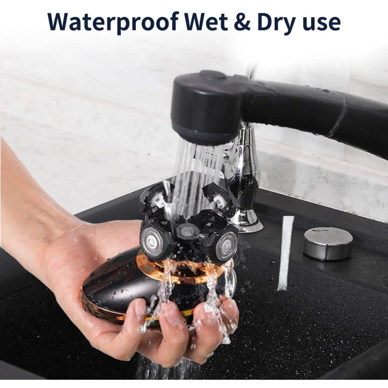 Електробритва бездротова 5в1 тример з плаваючими головками та насадками VGR V-316 5Вт Black/Bronze Електробритва бездротова 5в1 тример з плаваючими головками та насадками VGR V-316 5Вт Black/Bronze