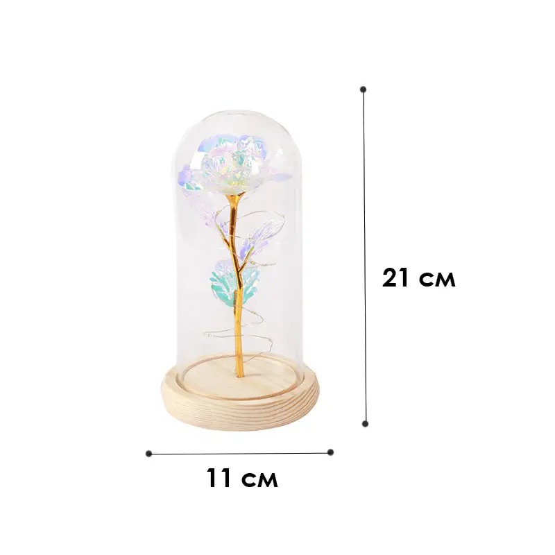 Штучна троянда в колбі з LED підсвічуванням та функцією нічника Lesko KY-1124 Різнокольорове світло Multicolor