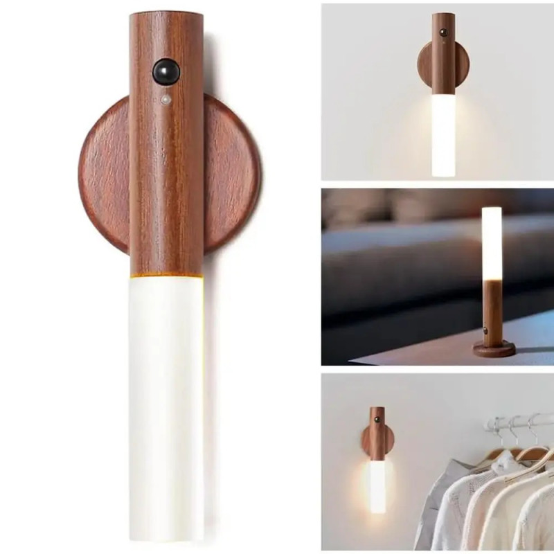 Зйомний ліхтар-нічник настінний LED з датчиком руху і вбудованим акумулятором USB-зарядка W-52 Brown Зйомний ліхтар-нічник настінний LED з датчиком руху і вбудованим акумулятором USB-зарядка W-52 Brown