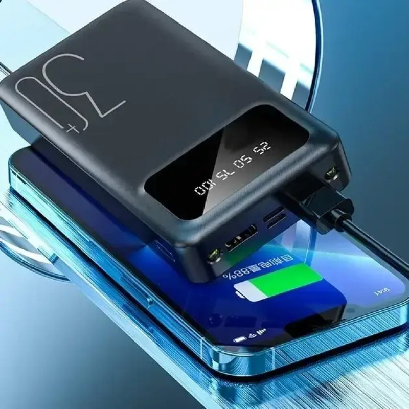 Портативний зарядний пристрій 30000мАч power bank з дисплеєм та ліхтариком Z-45 Black (Z-12)