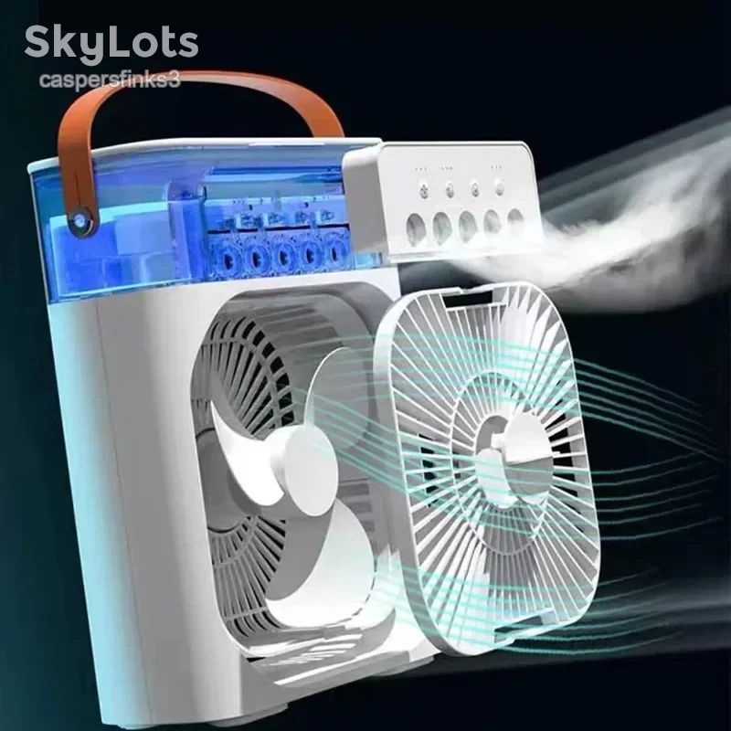 Портативний вентилятор-кондиціонер 3в1 зі зволожувачем, TYPE-C і LED-підсвіткою Humidity Fan HF-2180 White