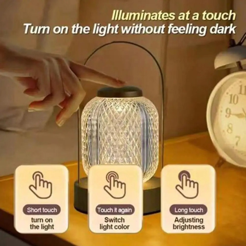 Приліжковий LED нічник світлодіодний на акумуляторі з сенсорним керуванням та зміною кольору світіння Fabol L300 Golden