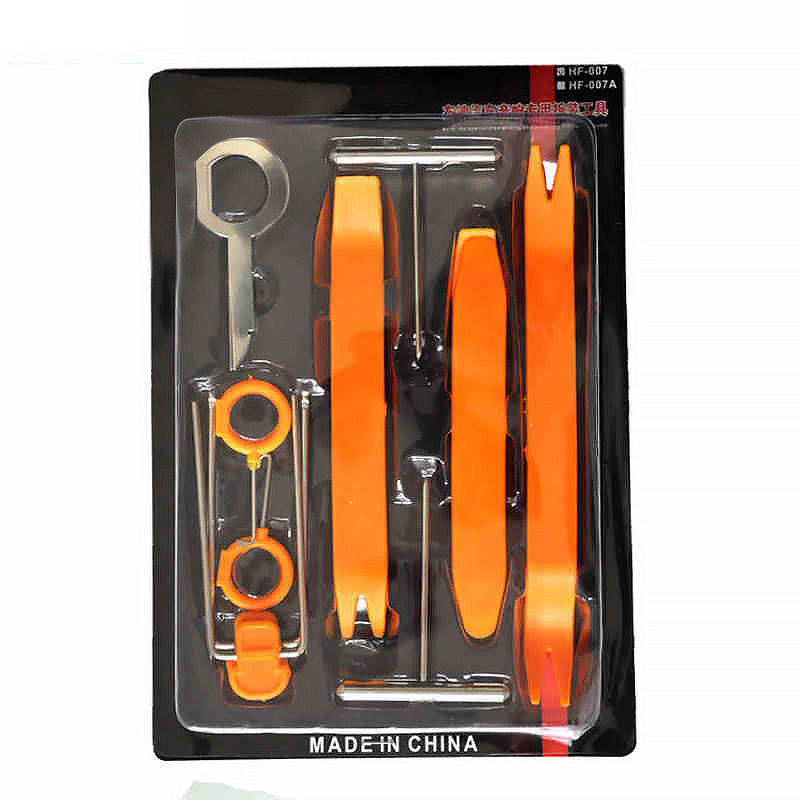 Набір інструментів знімачів 12 предметів для зняття обшивки салону автомобіля та аудіосистеми Lesko 11501 Orange