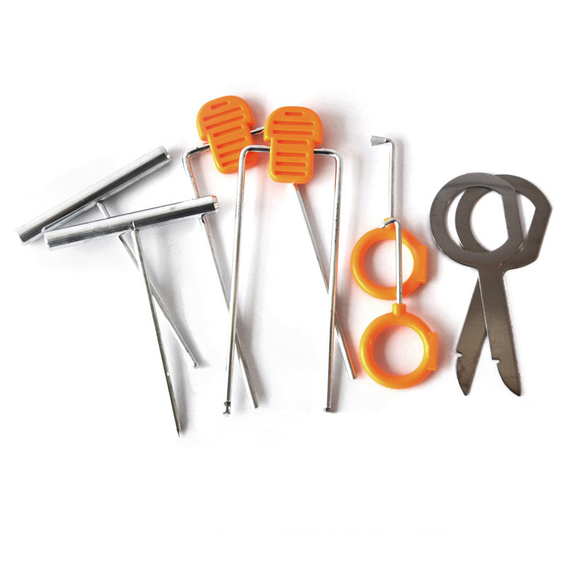Набір інструментів знімачів 12 предметів для зняття обшивки салону автомобіля та аудіосистеми Lesko 11501 Orange