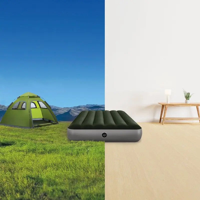 Надувний матрац ПВХ одномісний з велюровим покриттям до 136кг Intex 64107 191x99x25см Green