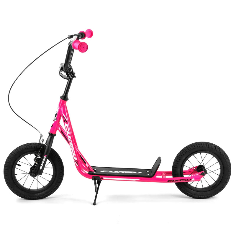 Самокат міський двоколісний з великими надувними колесами 12" для дітей від 3 років Corso JT 47117 Рожевий/Чорний Самокат міський двоколісний з великими надувними колесами 12" для дітей від 3 років Corso JT 47117 Рожевий/Чорний