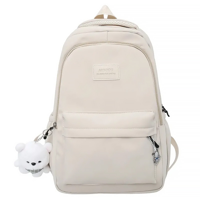 Рюкзак с брелком подростковый слоновая кость для девочки 20-35L Lesko 633227 Ivory