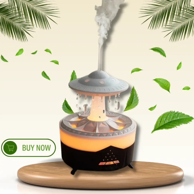 Ультразвуковий зволожувач повітря та нічник з аромадифузором та дистанційним керуванням НЛО White