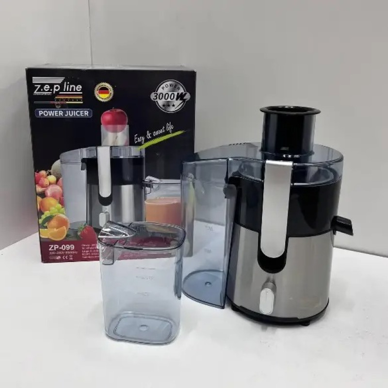 Соковитискач з нержавіючої сталі та широкою горловиною 3 швидкості 0.6л 3000Вт Zepline ZP-099 Silver