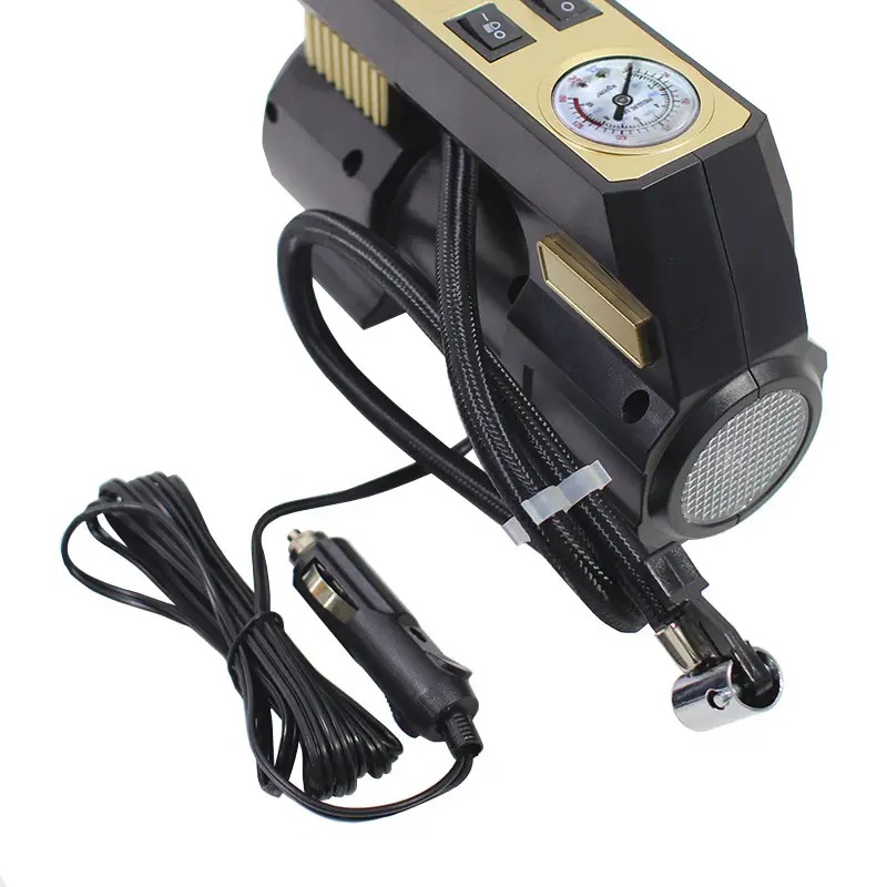 Автокомпресор із цифровим дисплеєм системою охолодження вбудованим ліхтариком та насадками з ABS-пластику AIKESI LB-70 Black