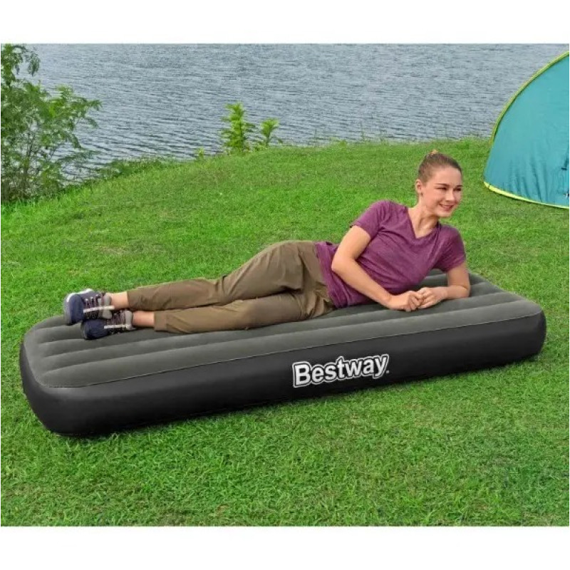 Надувний матрац одномісний з велюровим покриттям 185x76x25см Bestway 6713K Olive