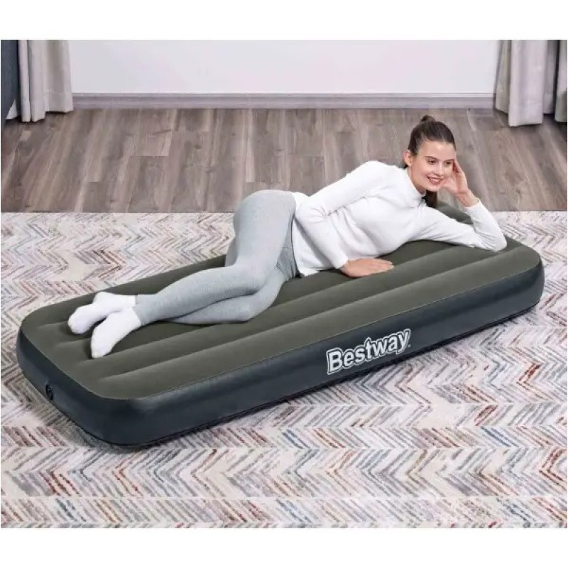 Надувний матрац одномісний з велюровим покриттям 185x76x25см Bestway 6713K Olive
