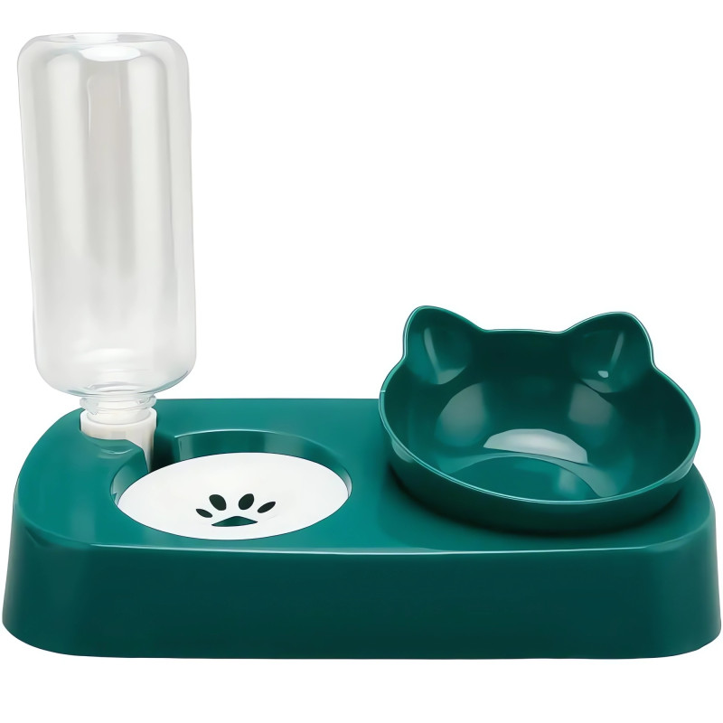 Миска для котів годівниця з напувалкою для невеликих і середніх порід 220*282*145мм Taotaopets 119906 Green