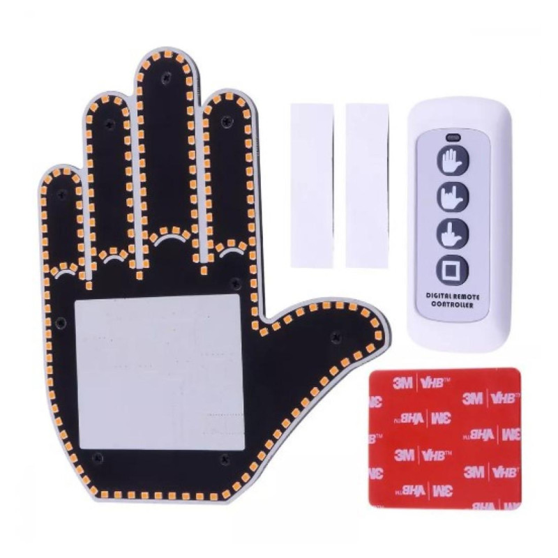 Світлодіодна рука на заднє скло автомобіля LED Hand з дистанційним пультом Black
